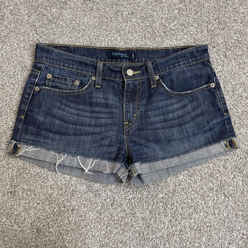Levi's Shorts Juniors 3 Blue Denim Boyfriend 513 Cutoff Frayed Summer Americana